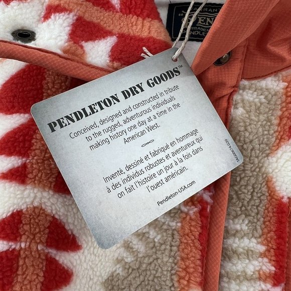 Pendleton Women's Pike Fleece Jacket L Snap Front Orange Mango Los Lunas Tribal - Picture 7 of 13